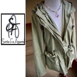 SANTA FE NY Khaki Hooded Cotton Army Jacket EUC! Juniors M 5/7 ~ Super Cute!